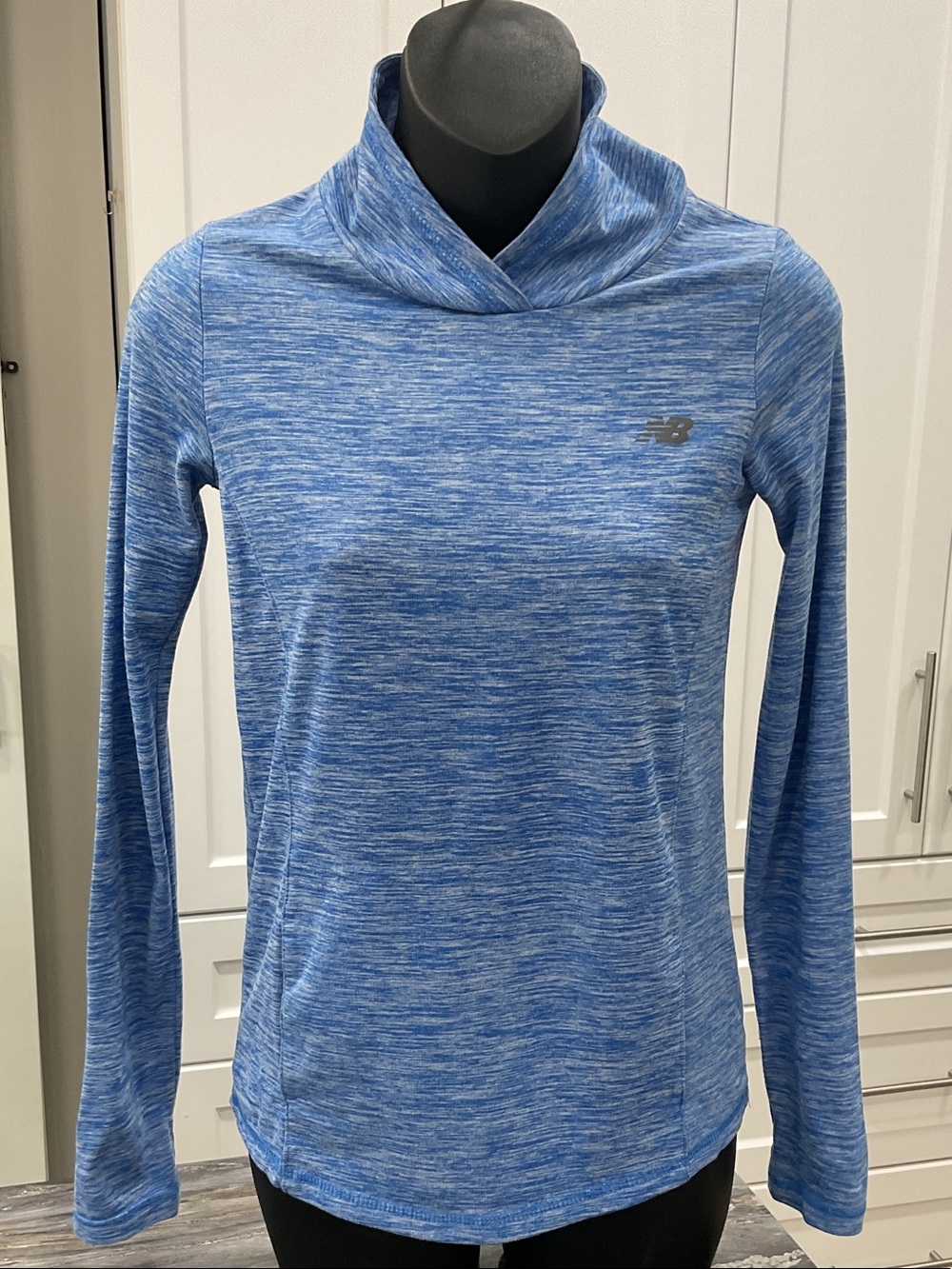 New Balance Girls’ Mock Neck Long Sleeve Top – Size L/14 | Blue Heather